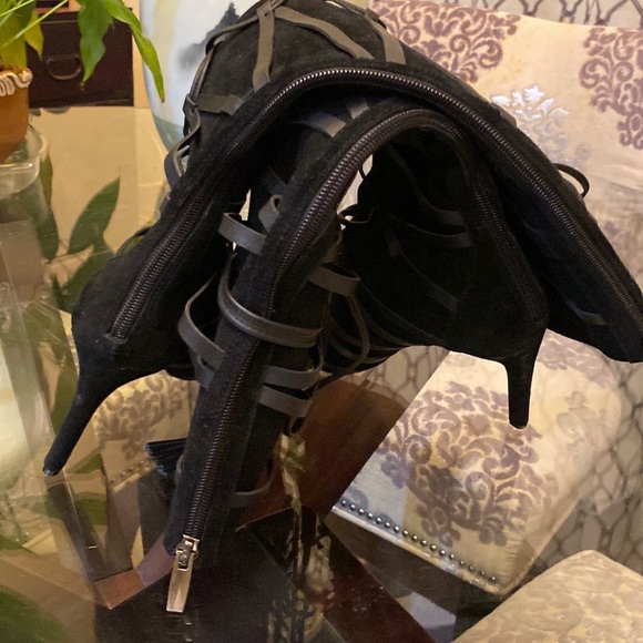 Leather open toe lace up boots. Never worn. - Picture 4 of 4